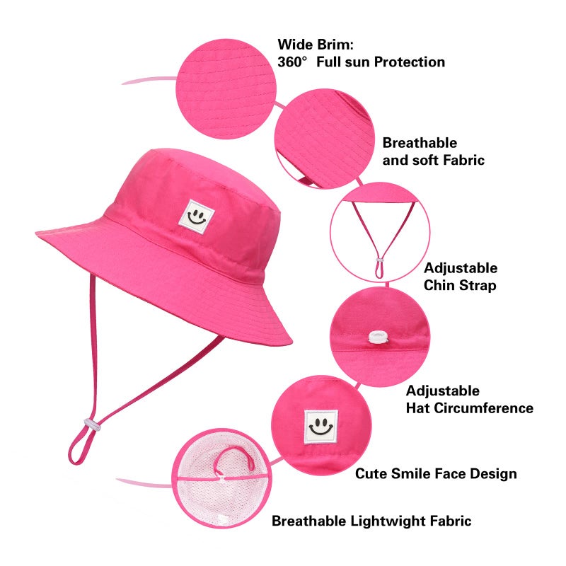 MaxNova Baby Bucket Hats 0-6 Months Hot Pink - Image 4